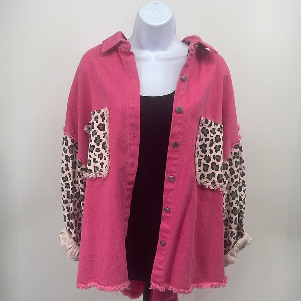 Oversized Pink and Leopard Print Jacket by Fantastic Fawn.